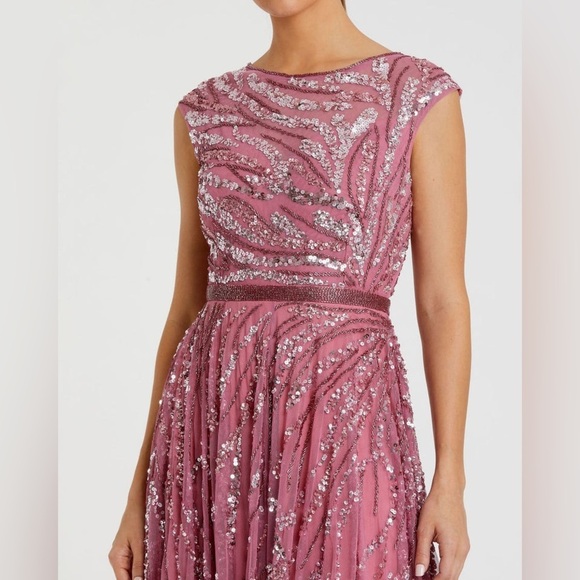 MAC DUGGAL Pink Cap Sleeve Embellished Evening Gown 10 - Picture 3 of 15